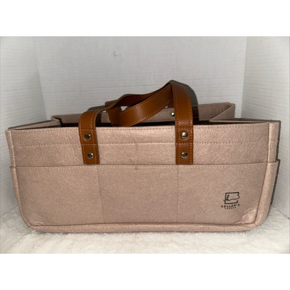 Keller's Corner Felt Diaper Caddy Nursery Organizer Tan Brown Polka Dot Divider